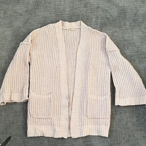 Women's Wide Sleeve Cream Knit Cardigan Sweater